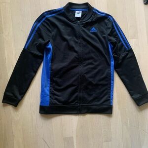 Adidas Black with Blue Stripes Bomber Sports Jacket